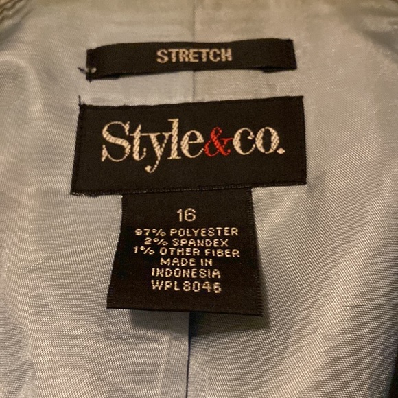 Style & co pinstripe blazer 16 contrast lining cute - Picture 2 of 4